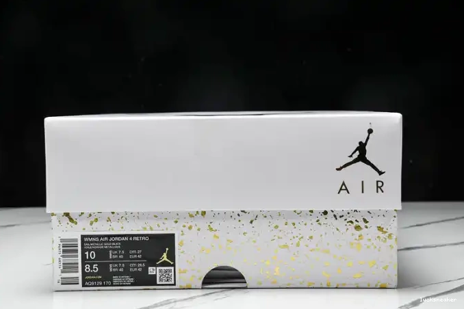 Reps LUCY Gold Jordan 4 Retro AQ9129-170 Metallic 0622